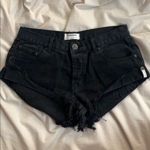 One Teaspoon Black Denim Bandits Shorts